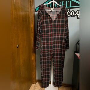 Sho Sho White Black and Red Plaid Jumpsuit NWT 3X